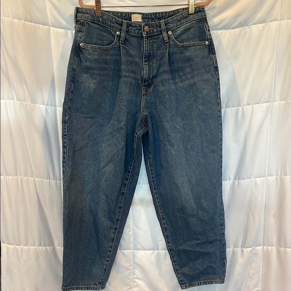 A New Day High Rise Mom Jeans Women 14/32R Cropped Tapered Ankle Slim Waist Fit